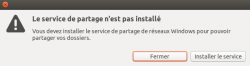 Nautilus vous propose d'installer la fonction serveur de Samba