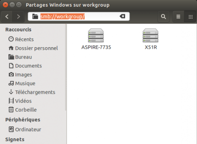 Sélectionnez l'ordinateur sur lequel se trouvent des ressources partagées Sélectionnez l'ordinateur sur lequel se trouvent des ressources partagées