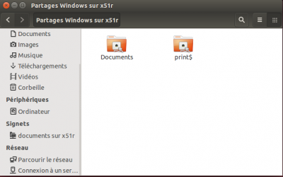 Dossiers partagés par un ordinateur d'un réseau domestique Dossiers partagés par un ordinateur d'un réseau domestique