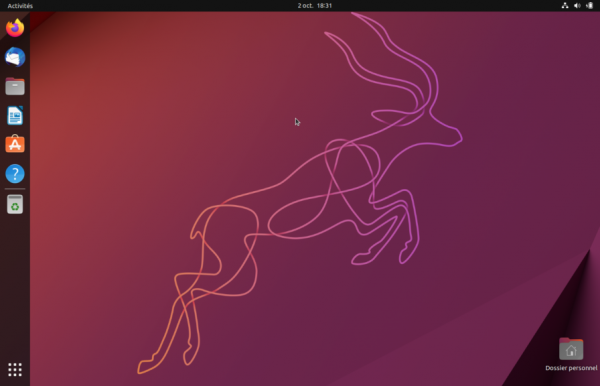 Le bureau ubuntu 22.10 (Gnome)